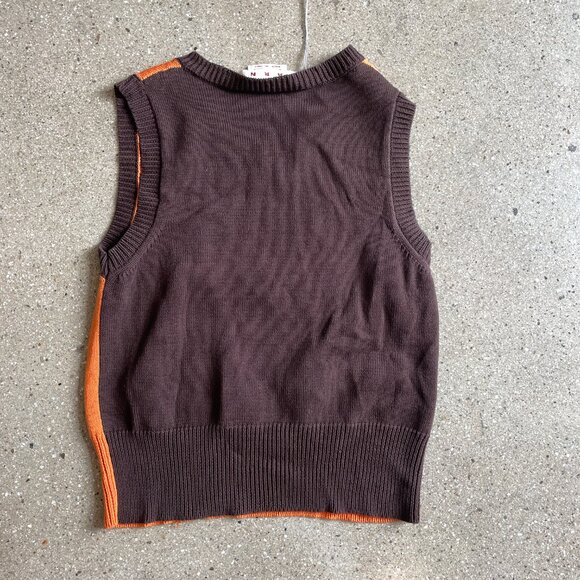 Marni Orange & Brown Logo V-Neck Sweater - Picture 5 of 5